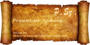 Presneider Szabina névjegykártya